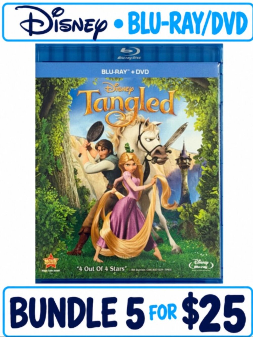 Disney Tangled Blu-ray/DVD 2-Disc Combo | Bundle & Save 5 for $25 - Picture 1 of 4